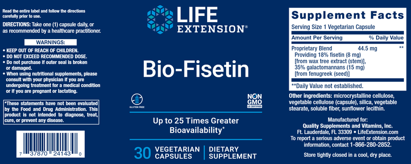 Bio-Fisetin (Life Extension) Label