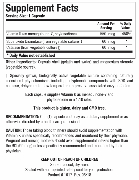 Bio-K Forte Caps (Biotics Research) Supplement Facts