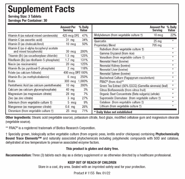 Bio-Trophic Plus (Biotics Research) Supplement Facts