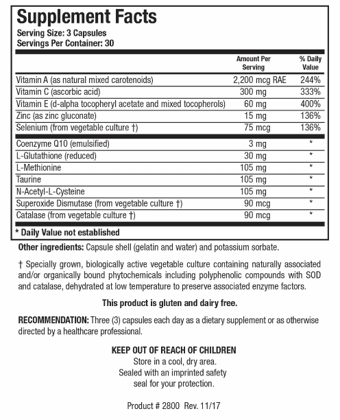 BioProtect (Biotics Research) Supplement Facts