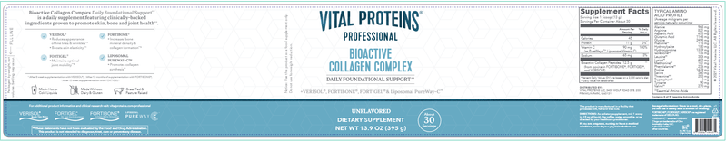 Bioactive Collagen Complex Daily (Vital Proteins) Label