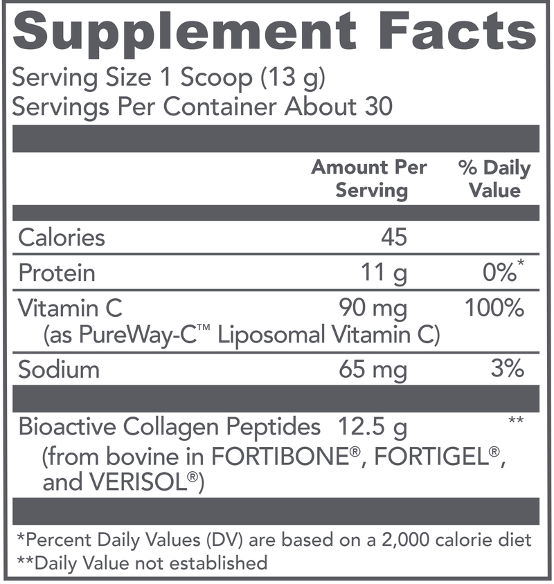 Bioactive Collagen Complex Daily (Vital Proteins) Supplement Facts