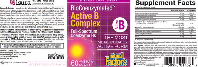 Biocoenzymated Active B Complex (Natural Factors) Label