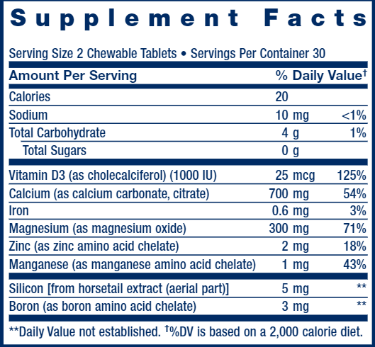 Bone Restore Chewable Tablets (Chocolate) (Life Extension) Supplement Facts