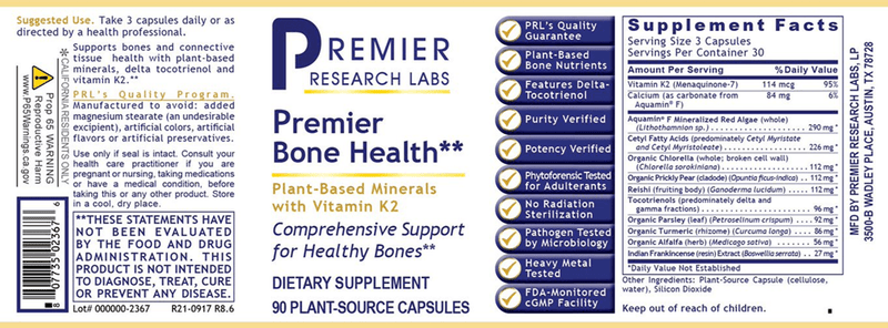 Bone Health** Premier (Premier Research Labs) Label