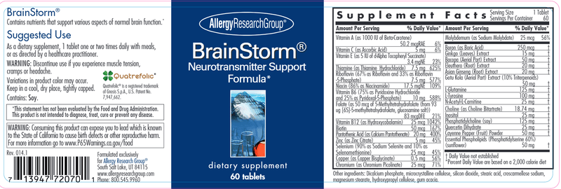 BrainStorm® (Allergy Research Group) label