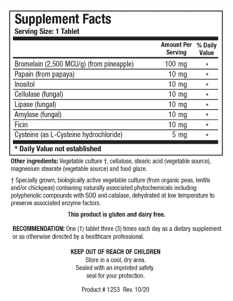 Bromelain Plus CLA (Biotics Research) Supplement Facts