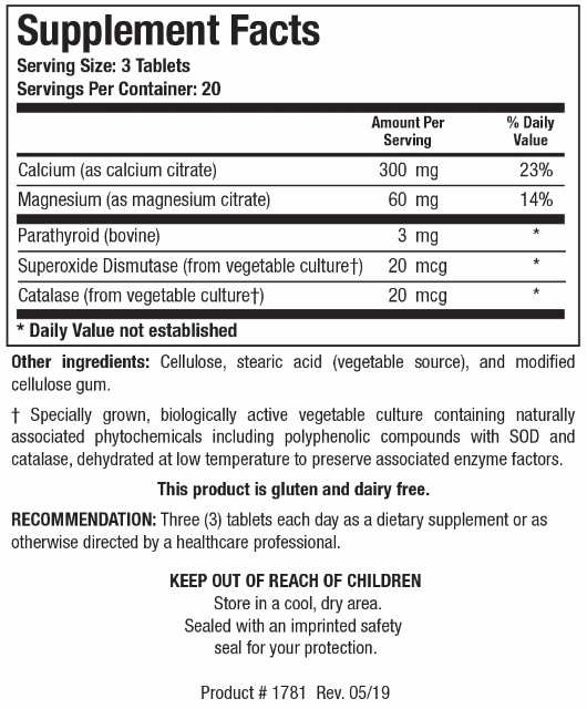 Ca/Mg-Plus (Biotics Research) Supplement Facts