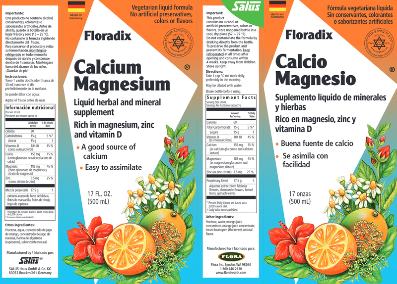 Calcium-Magnesium Liquid (Salus) Label