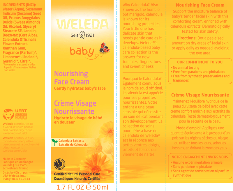 Calendula Face Cream (Weleda Body Care) Label