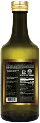 California Estate Organic Extra Virgin Olive Oil (Life Extension) Back