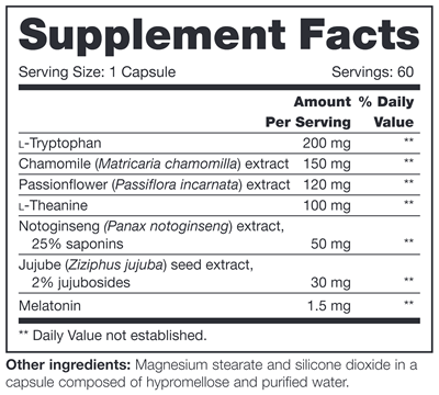 Calm Sleep SAP (NFH Nutritional Fundamentals) Supplement Facts