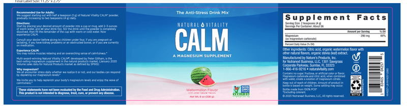 Calm Watermelon (Natural Vitality) Label