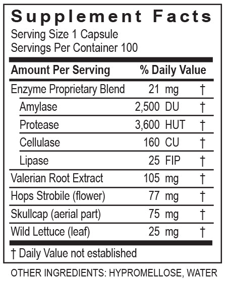 CalmZyme Transformation Enzyme supplement facts