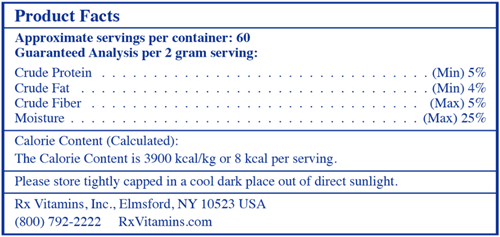 Camo Pill (Rx Vitamins for Pets) Supplement Facts