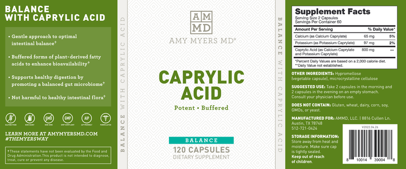 Caprylic Acid (Amy Myers MD) label