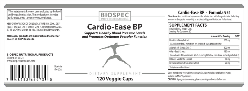 Cardio-Ease BP (Biospec Nutritionals) Label