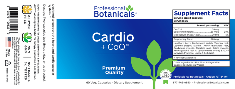 Cardio+CoQ (Professional Botanicals) Label