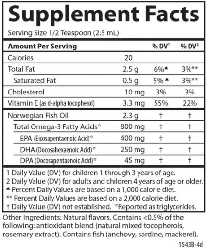 Carlson for Kids Fish Oil Lemon (Carlson Labs) Supplement Facts