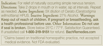 Cerato Flower Essence (Nelson Bach) Ingredients