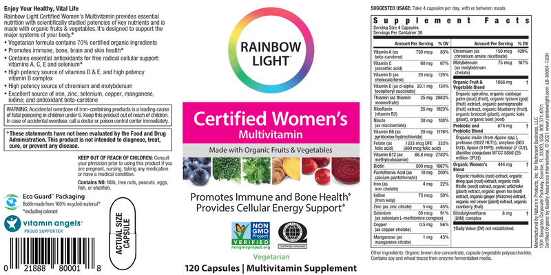 Certified Women's Multivitamin (Rainbow Light Nutrition) Label