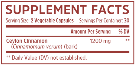 Ceylon Cinnamon 1200 mg (ZHOU Nutrition) Supplement Facts