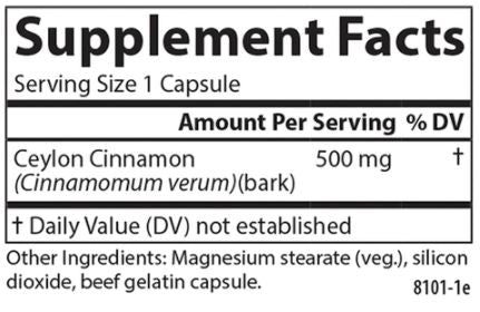 Ceylon Cinnamon (Carlson Labs) Supplement Facts