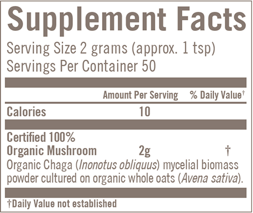 Chaga 100g (Om Mushrooms) supplement facts