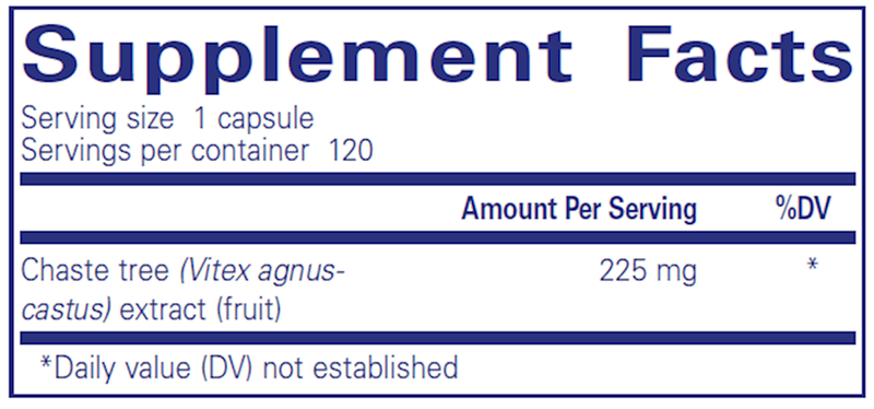 Chaste Tree (Vitex) 120 Caps (Pure Encapsulations) Supplement Facts