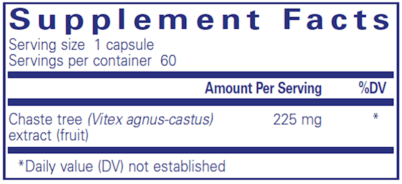 Chaste Tree (Vitex) 60 Caps (Pure Encapsulations) Supplement Facts