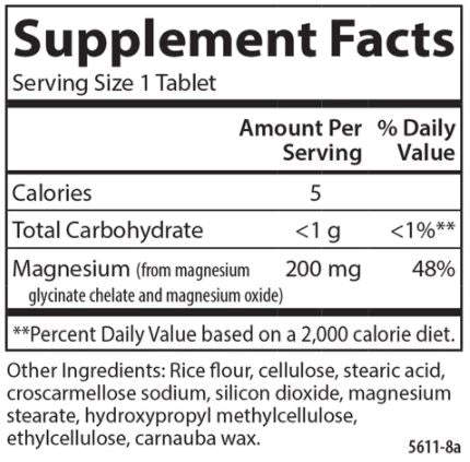 Chelated Magnesium 200 mg (Carlson Labs) Supplement Facts