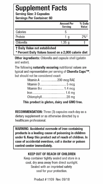 Chlorella Caps (Biotics Research) Supplement Facts