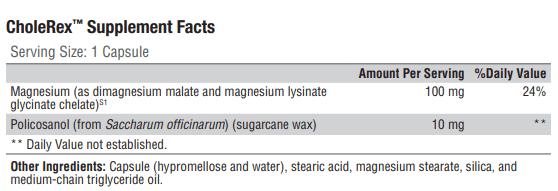 CholeRex (Xymogen) Supplement Facts