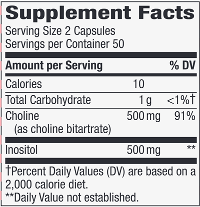 Choline/Inositol (Nature's Way) Supplement Facts