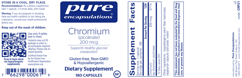 Chromium (picolinate) 200 mcg 180 Count