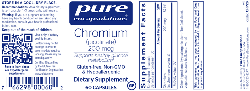 Chromium (picolinate) 200 mcg 60 Count