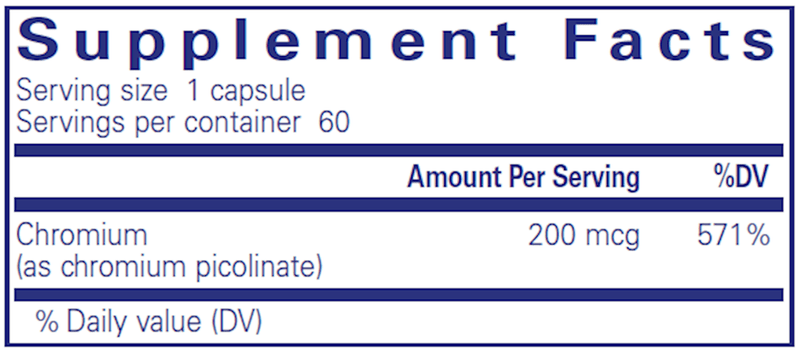 Chromium (picolinate) 200 mcg 60 Count