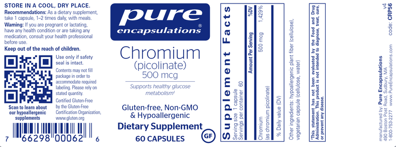 Chromium (picolinate) 500 mcg 60 Count