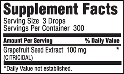 Citricidal Liquid Concentrate (Nutribiotic Inc) Supplement Facts