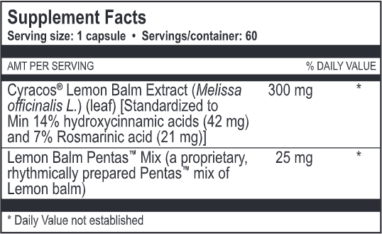 Clear & Calm (True Botanica) Supplement Facts