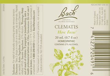 Clematis Flower Essence (Nelson Bach) Label