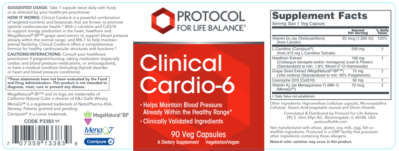 Clinical Cardio-6 (Protocol for Life Balance) Label