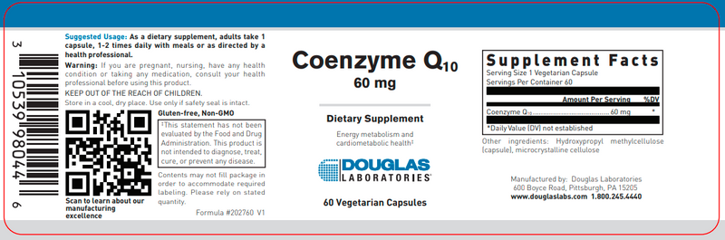 Co-Enzyme Q10 Softgel (Douglas Labs) Label