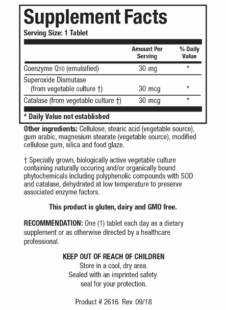 CoQ-Zyme 30 (Biotics Research) Supplement Facts