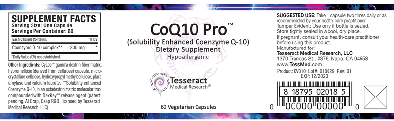 CoQ10 Pro (Tesseract Medical Research) Label