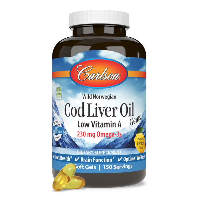 Cod Liver Oil Low Vitamin A Lemon (Carlson Labs) Front