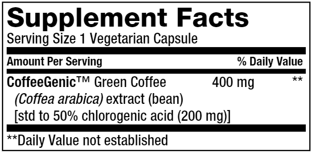 CoffeeGenic® Green Coffee Extract (Life Extension) Supplement Facts