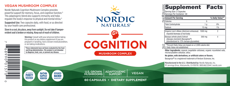 Cognition Mushroom Complex Nordic Naturals Label