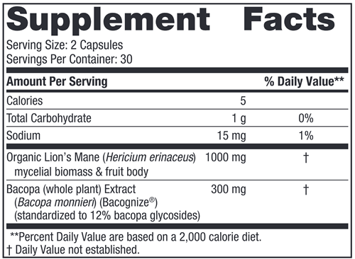 Cognition Mushroom Complex Nordic Naturals Supplement Facts