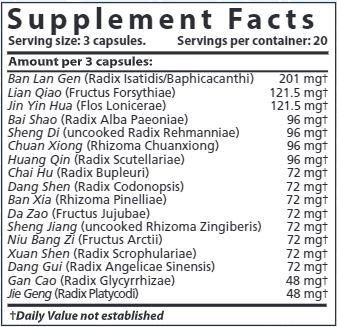 Cold Quell 60 caps (Blue Poppy) supplement facts